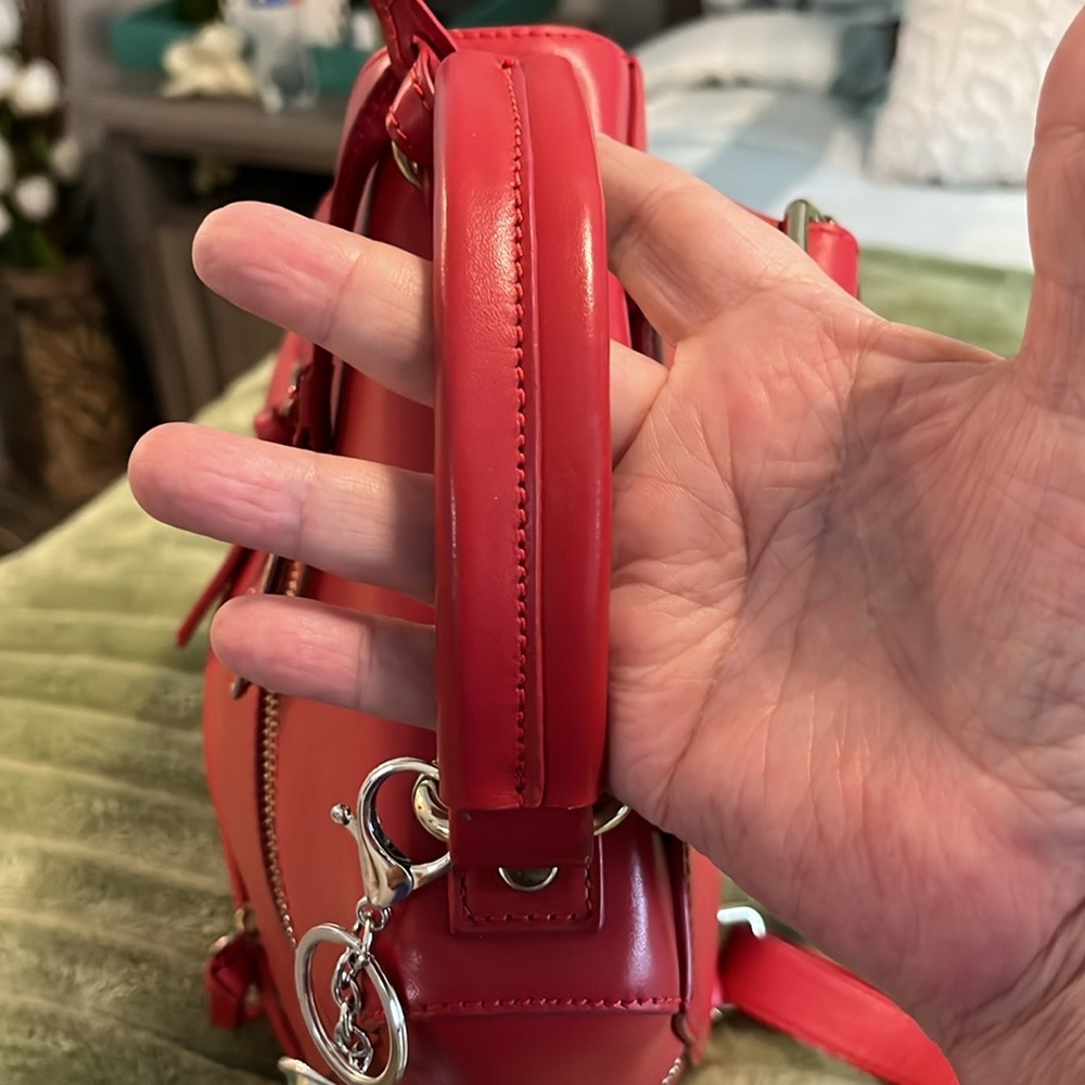 Dolce Vita red leather backpack I put the cherry keychain on it to look morecut - Picture 6 of 13